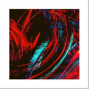 Abstract Red Lines In Dark Background Pattern Posters and Art